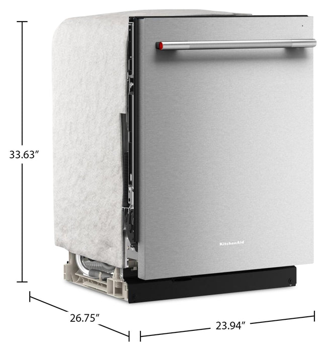 Lave-vaisselle KitchenAid de 24 po et de 44 dBA avec troisième panier 360° Max JetsMC - acier inoxydable avec fini PrintShieldMC - KDTS624SPS