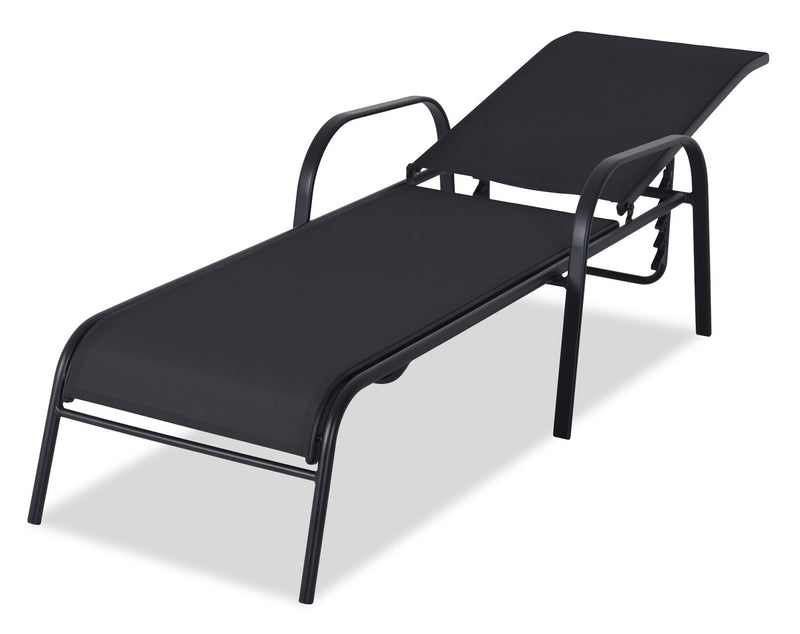 Chaise longue Tuscany pour la terrasse à l’extérieur avec dossier réglable - métal, résistante aux rayons UV et aux intempéries - grise et noire