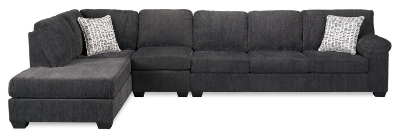 Sofa sectionnel de gauche Morgan 3 pièces fabriqué au Canada en tissu de chenille avec sofa et coussins décoratifs - gris