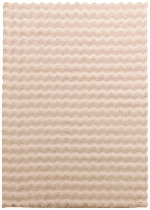Carpette Bubble en fausse fourrure taupe avec revers en mousse à mémoire de forme - 5 pi x 7 pi
