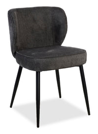  Chaise de salle à manger Sara à oreilles en tissu de polyester et en métal - grise