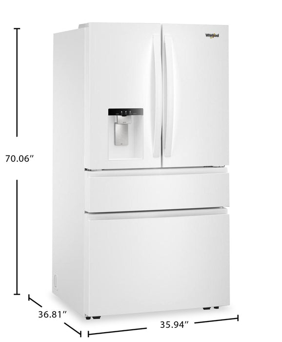 Réfrigérateur Whirlpool de 36 po et de 29 pi3 à portes françaises - blanc - WRMF3636SW