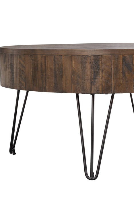 Table à café ronde rustique Sol de Kort & Co. de 38 po en pin massif - brune