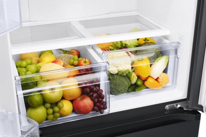 Réfrigérateur Samsung de 17,5 pi³ et de 33 po à portes françaises de profondeur Comptoir - noir caviar matté - RF18A5101MT/AA