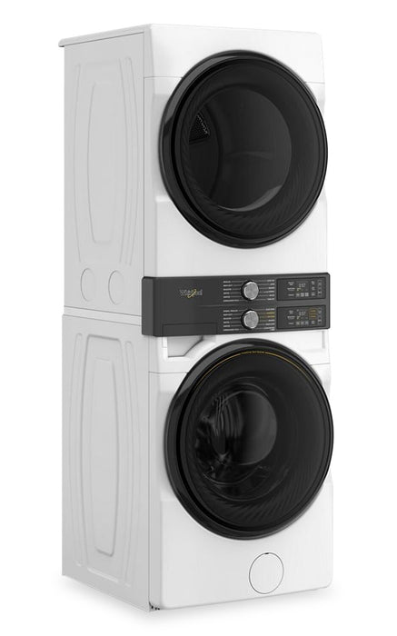 Tour de lavage Whirlpool à chargement frontal avec laveuse de 5,2 pi³ et sécheuse électrique de 7,4 pi³ - blanche - YWEF5727TW