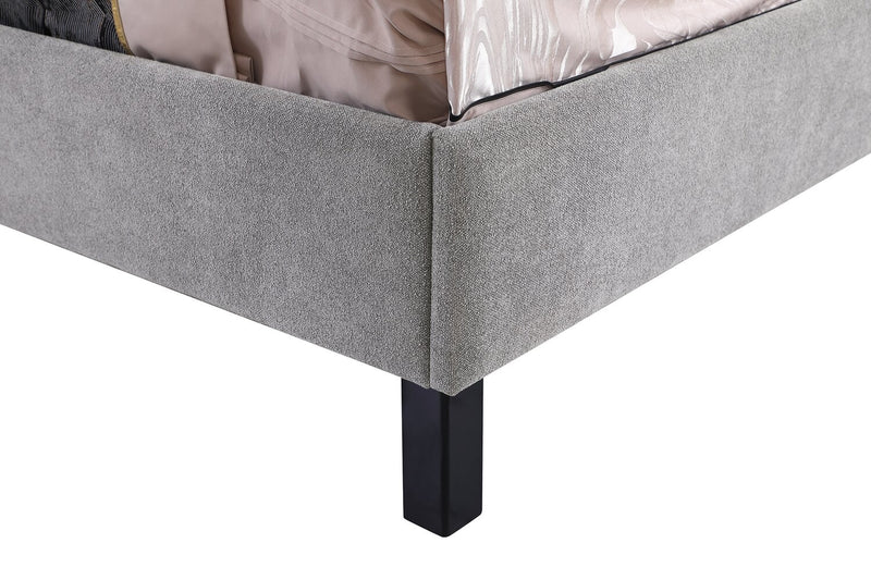 Base de lit plateforme Amos rembourrée en tissu gris - format très grand lit