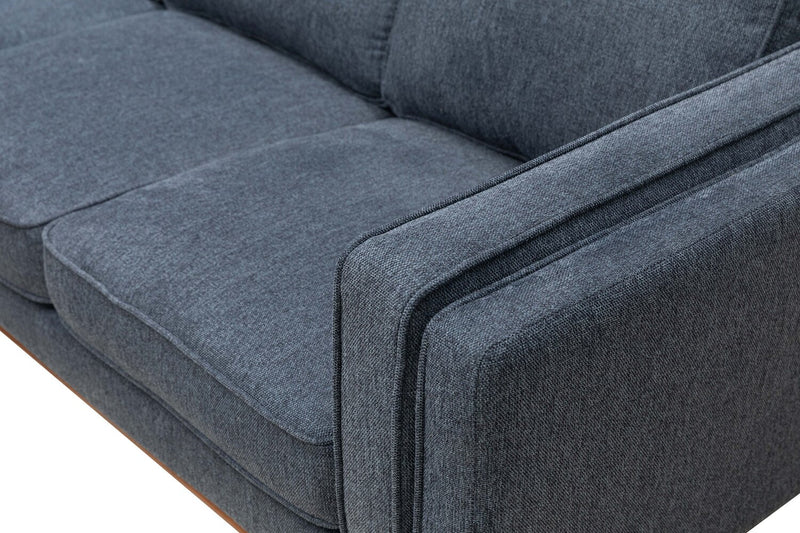 Sofa sectionnel Kassia de Kort & Co. 2 pièces en tissu d’apparence lin avec base et pattes en bois - bleu