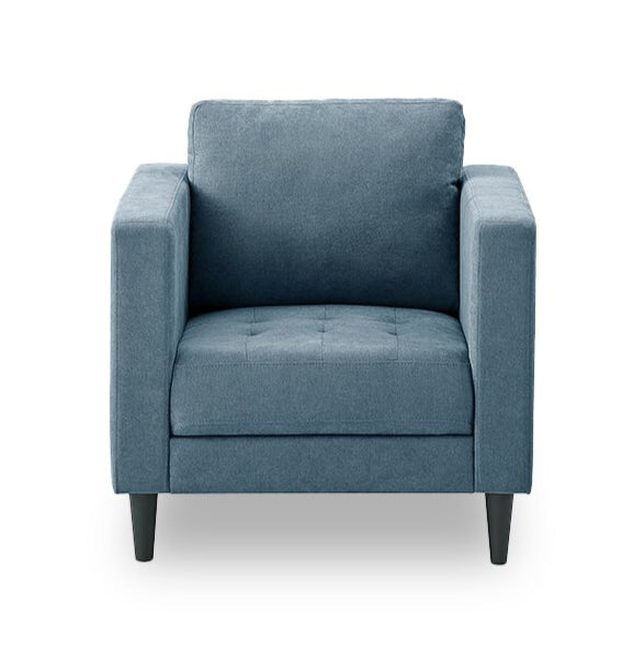Fauteuil Metro de 32 po en tissu avec coussin de siège capitonné et coussin de dossier réversible - bleu denim