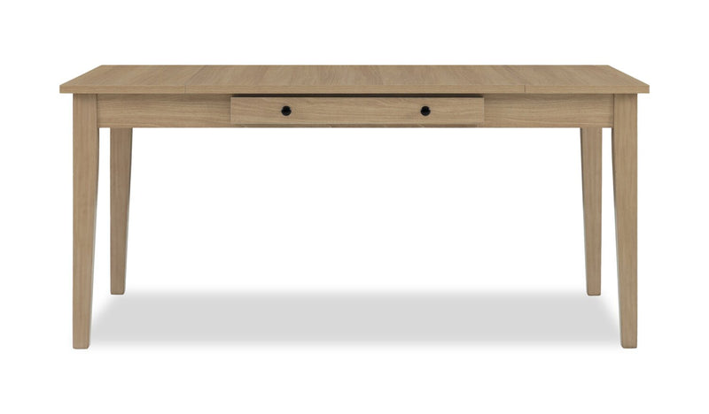 Ensemble de salle à manger Cove 7 pièces en mélamine avec table de 66 po (L), tiroirs de rangement et 6 chaises - naturel et gris