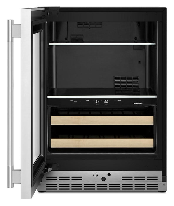 Refroidisseur à boissons KitchenAid de 24 po avec grilles à devant en bois - acier inoxydable PrintShieldMC - KUBL524SPS