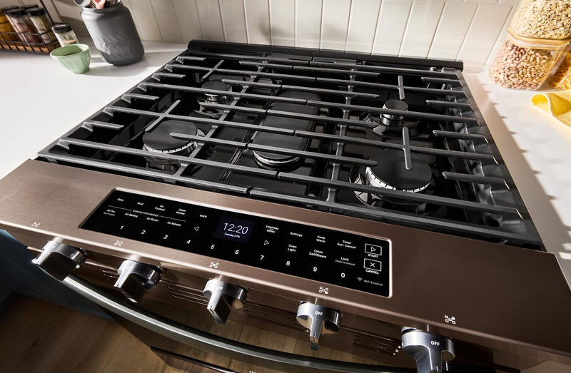 Cuisinière à gaz Whirlpool de 5 pi3 avec friture à air et revêtement WipeCleanMC - acier inoxydable noir - WSGS7530RV
