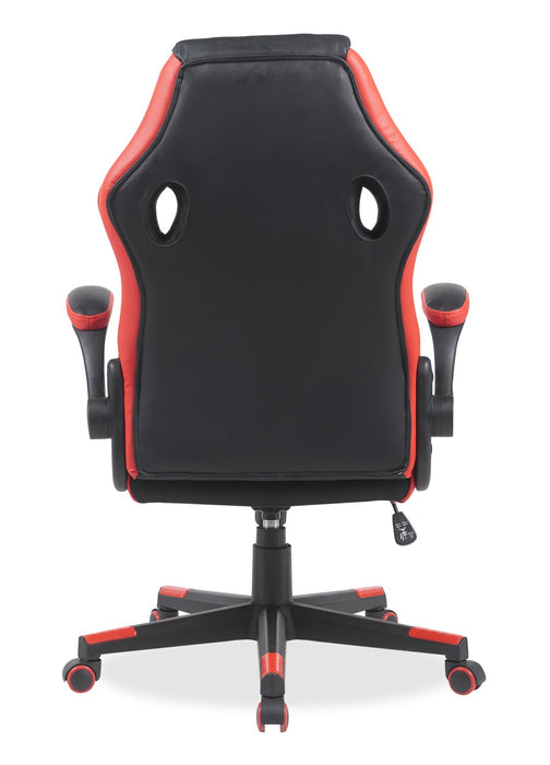 Fauteuil de jeu ergonomique Phœnix de 26,7 po avec coussin lombaire - noir et rouge