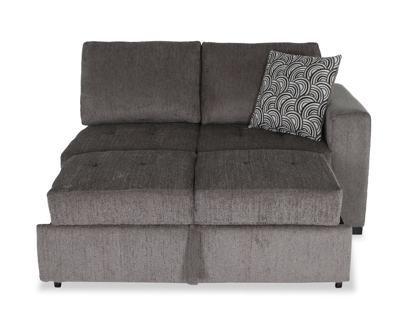 Sofa-lit sectionnel enveloppant de gauche Legend 2 pièces fabriqué au Canada en tissu de chenille - brun étain
