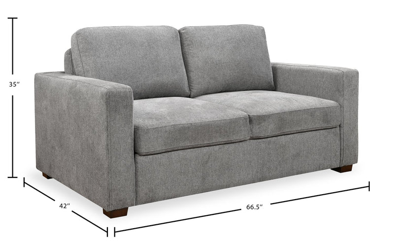 Sofa-lit Drift de 66,5 po en tissu d’apparence lin avec accoudoirs rectilignes - gris