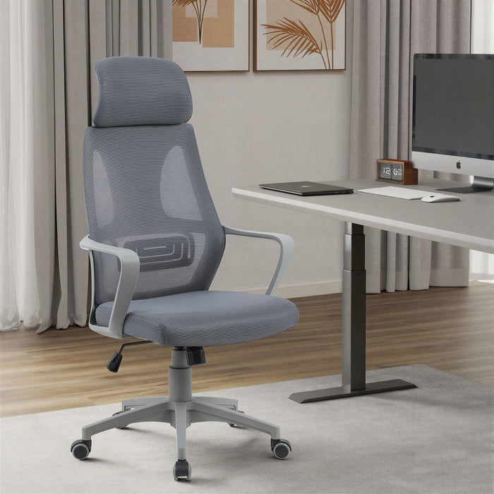 Chaise de bureau réglable Bennet de 24.4 po en mailles - grise