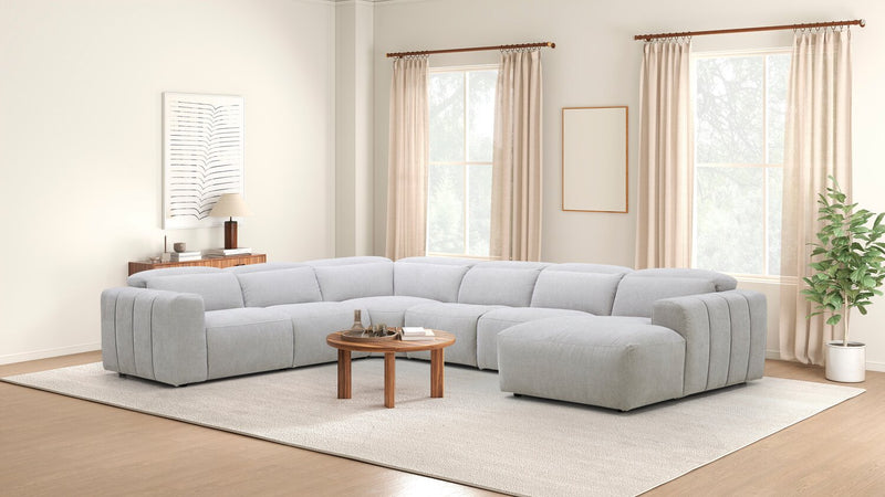 Sofa sectionnel de droite à inclinaison électrique Presidio 6 pièces - poudre