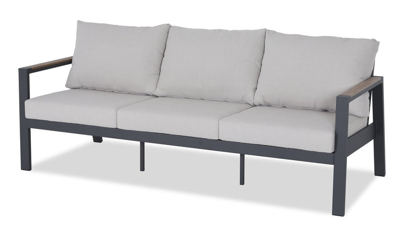 Ensemble Tuscany 4 pièces pour la terrasse à l’extérieur avec sofa, 2 fauteuils et table à café - métal - beige et noir