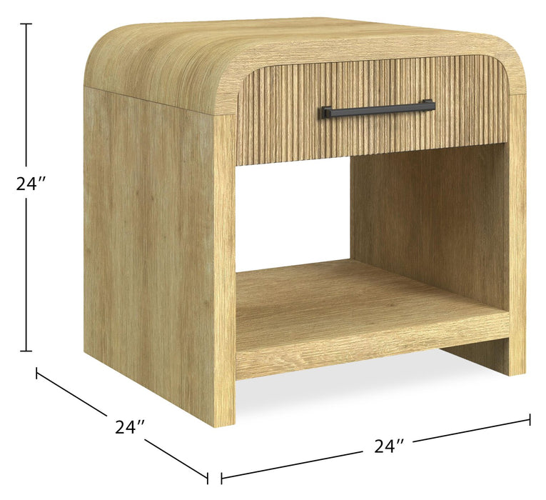 Table de bout moderne Scott Living Lenore de 24 po avec rangement, tablette et ports USB - naturelle