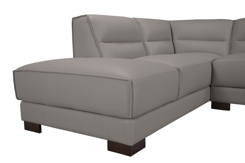 Sofa sectionnel de gauche Citadel 3 pièces en cuir véritable de qualité supérieure avec pattes en bois - gris