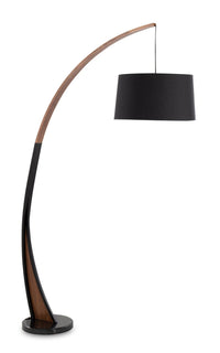 Lampe à pied moderne du milieu du 20e siècle Sybil de 18 po avec base en marbre - noyer noir