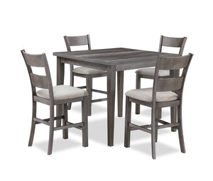 Ensemble de salle à manger Krew 5 pièces de hauteur comptoir avec table de 42 po (L) et 4 chaises - gris