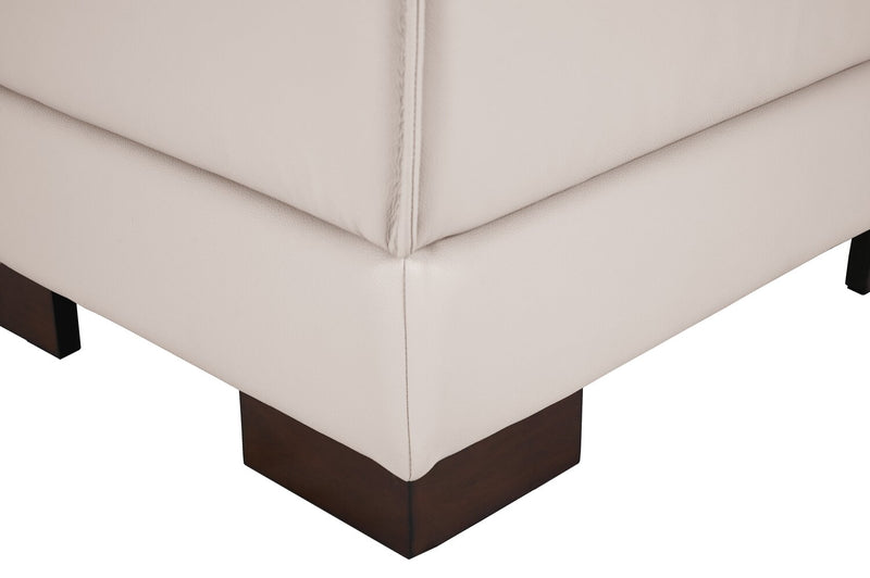 Sofa sectionnel de droite Citadel 3 pièces en cuir véritable de qualité supérieure avec pattes en bois - blanc givré