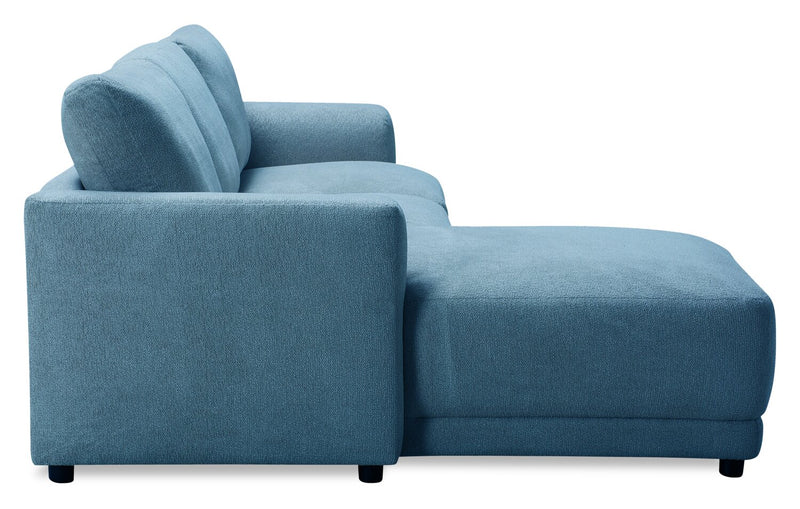 Sofa sectionnel modulaire de droite Voyage 3 pièces en tissu avec coussins de dossier amovibles - bleu