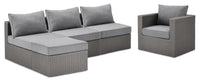  Ensemble Morris 5 pièces pour la terrasse à l’extérieur avec 3 fauteuils sans accoudoirs - gris