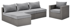 Ensemble Morris 5 pièces pour la terrasse à l’extérieur avec 3 fauteuils sans accoudoirs - gris