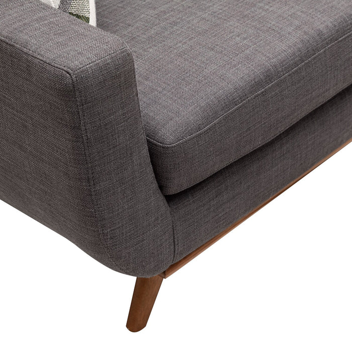 Sofa Freeman de Kort & Co. de 80 po de format condo en tissu d’apparence lin avec base et pattes en bois - gris anthracite