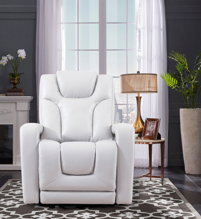 Fauteuil à inclinaison électrique Kenzo de 35 po en tissu d’apparence cuir avec appuie-tête électrique, repose-pieds et port USB - gris brouillard