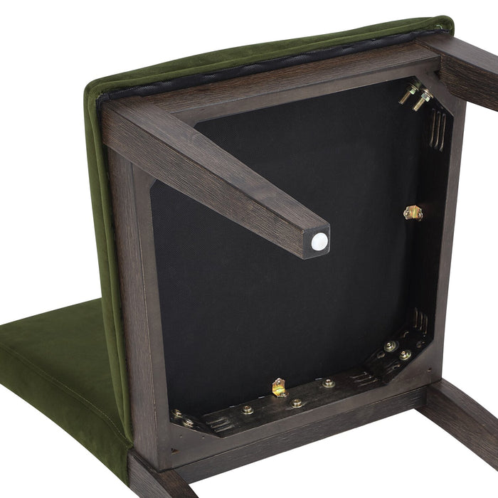 Chaise de salle à manger Zelda en tissu de chenille - vert et brun espresso