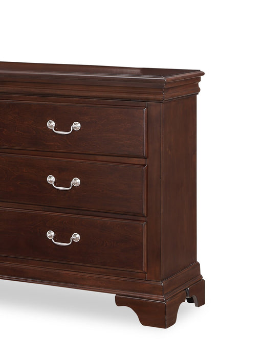 Commode Marco de 58 po (l) x 35 po (H) à 6 tiroirs pour la chambre à coucher - brun cerisier