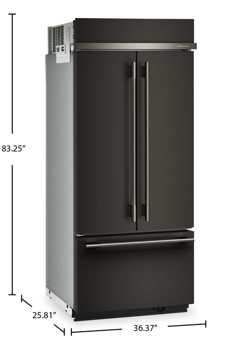 Réfrigérateur KitchenAid de 20,8 pi3 et de 36 po à portes françaises à congélateur inférieur - minerai noir - KBFN536SBE