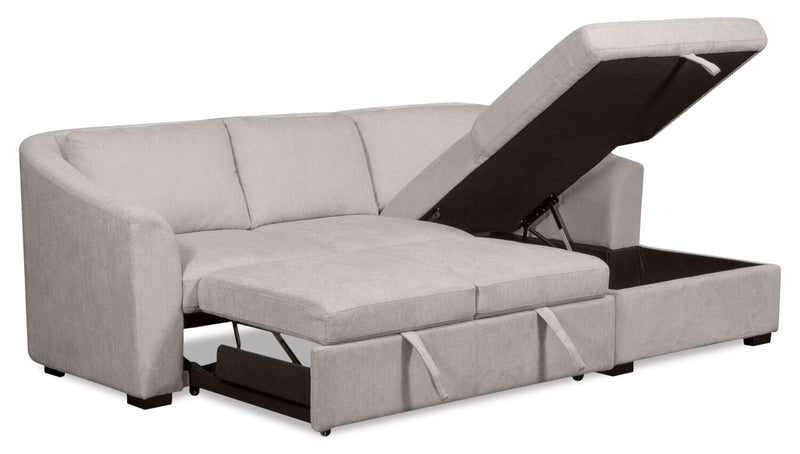 Sofa-lit sectionnel de droite Envy 2 pièces en tissu de chenille avec fauteuil long de rangement - gris brouillard