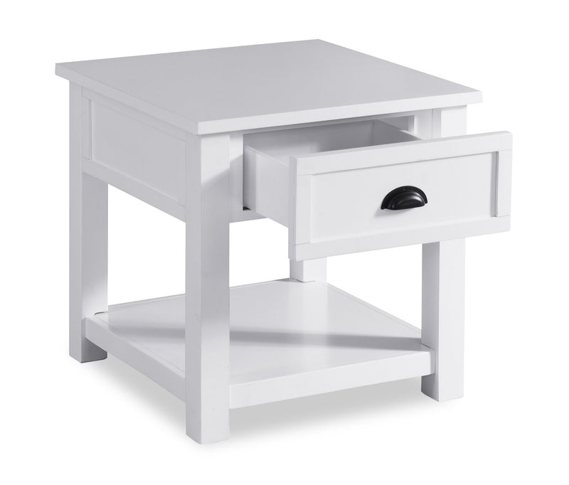 Table de bout moderne Centennial de 24 po avec rangement et tablette - blanche