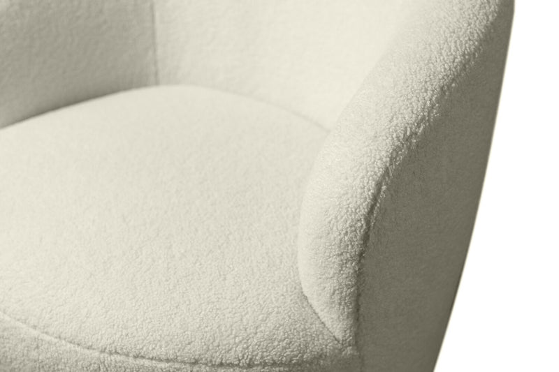 Fauteuil d’appoint pivotant courbé Ivie de 28,7 po en tissu de chenille bouclé - blanc
