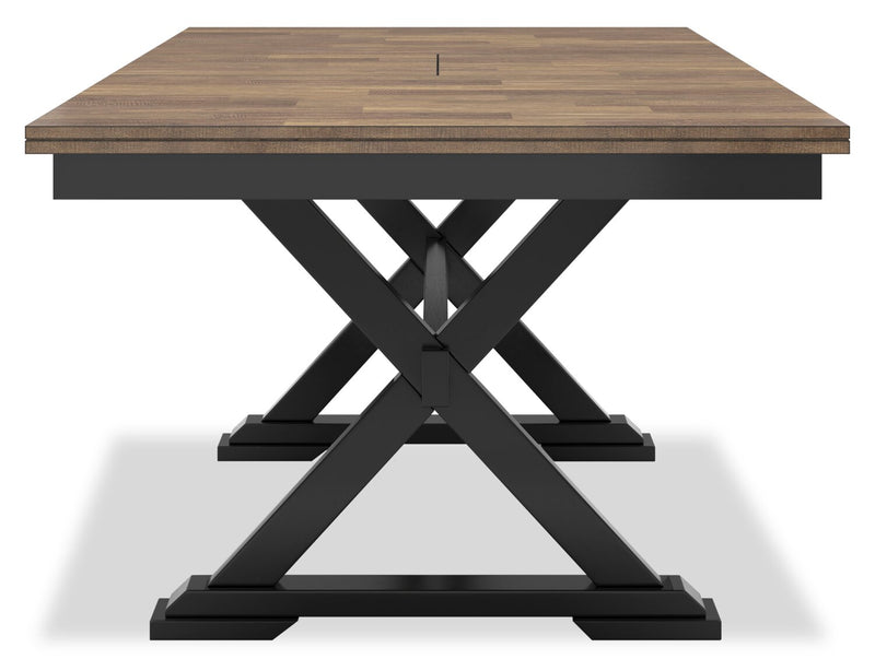 Table de salle à manger Raven de 60 po à 78 po (L) avec rallonge papillon se rangeant sous la table - deux teintes, noir et brun 