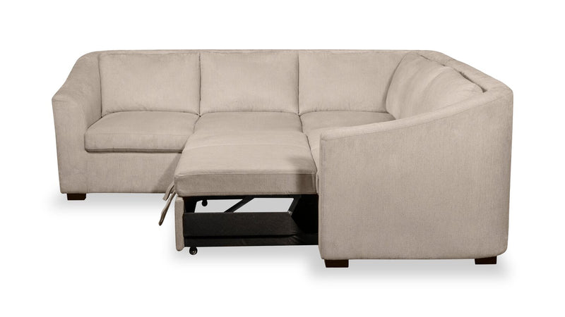 Sofa-lit sectionnel de droite Envy 2 pièces en tissu de chenille - beige amande