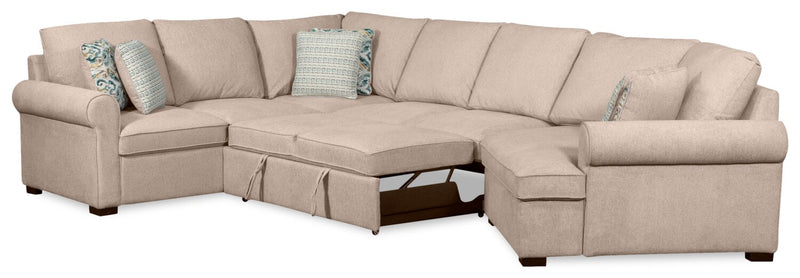 Sofa-lit sectionnel enveloppant de droite Haven de Scott Living 3 pièces en tissu de chenille - taupe 