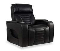  Fauteuil de massage à inclinaison électrique Zen de 40 po en tissu d’apparence cuir avec appuie-tête électrique et siège chauffant - noir