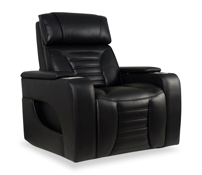 Fauteuil de massage à inclinaison électrique Zen de 40 po en tissu d’apparence cuir avec appuie-tête électrique et siège chauffant - noir