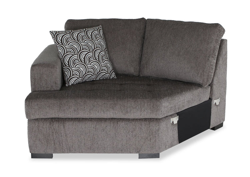 Sofa-lit sectionnel enveloppant de gauche Legend 2 pièces fabriqué au Canada en tissu de chenille - brun étain