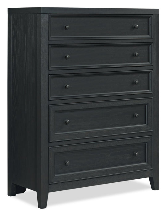 Commode verticale Casa de 39 po (l) x 52 po (H) à 6 tiroirs en bois pour la chambre à coucher - noire
