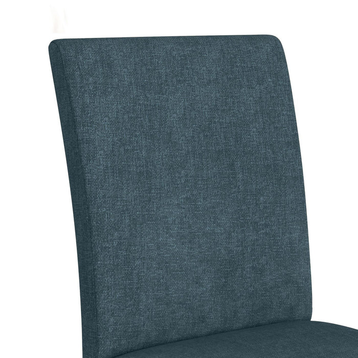 Chaise de salle à manger Rain avec siège et dossier rembourrés en tissu - bleue