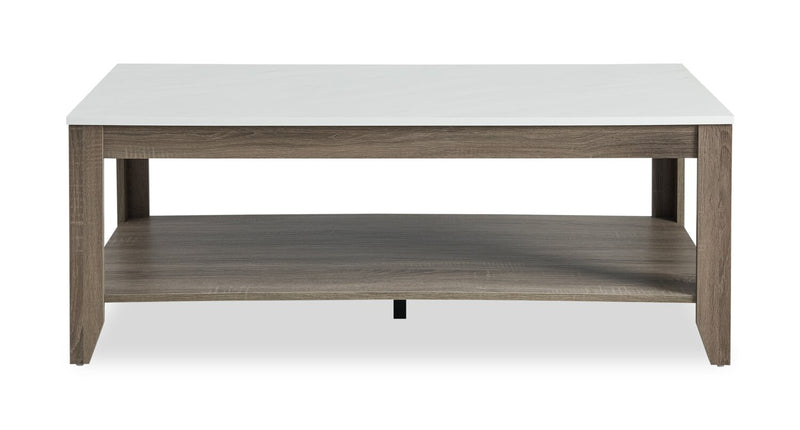 Ensemble 2 tables modernes Carlton de 47,5 po, table à café et table de bout avec tablette - taupe