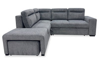 Sofa-lit sectionnel de gauche Coast 3 pièces en tissu avec rangement et pouf - fumée