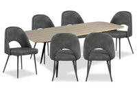  Ensemble de salle à manger Joss 7 pièces en métal avec table, rallonge papillon de 63 po à 86,5 po (L) et 6 chaises Bay - anthracite