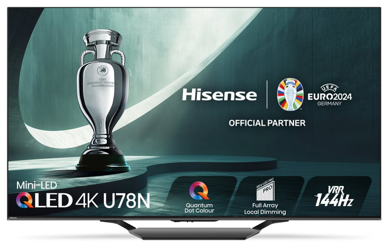 Téléviseur intelligent QLED à mini DEL de Hisense UHD 4K de 55 po à 144 Hz avec HDR10+, Dolby VisionMC et Google TVMC (55U78N)