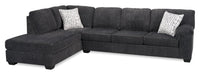  Sofa-lit sectionnel de gauche Morgan 2 pièces fabriqué au Canada en tissu de chenille avec coussins décoratifs - gris